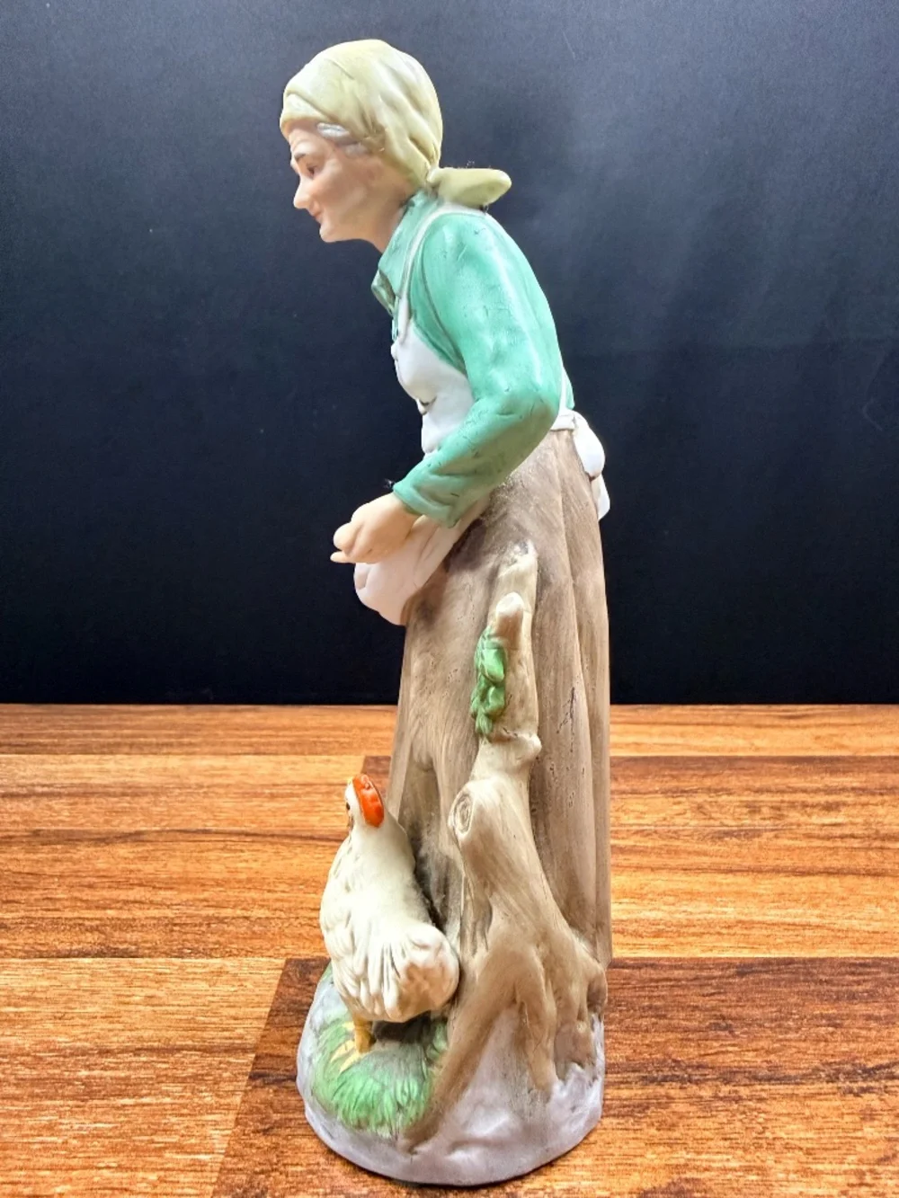 HOMCO Woman Collecting Eggs with Chicken Figurine #1434